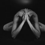 Yoga - grayscale photo of naked man