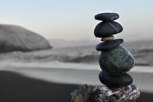 Meditation - five black rocks